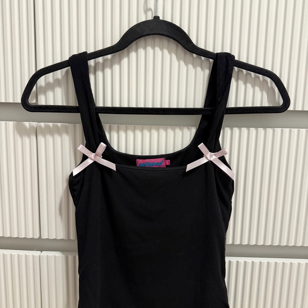Edikted Black Tank Top with Pink Bows